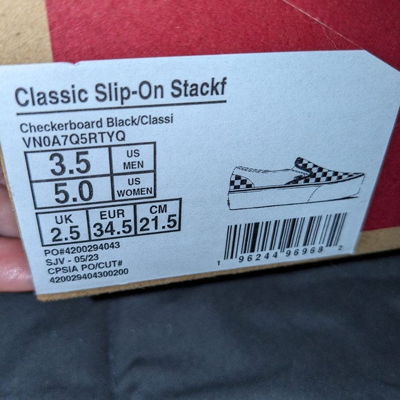 Blinged out DiamondVans classic checked slip on stack form shoes size 5 Women's - Picture 8 of 15